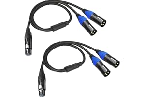 Smithok 2pack XLR Y Splitter Cable,Female to Dual Male Y Cable (XLR Splitter 1 Female to 2 Male),Balanced Microphone Splitter Cord Audio Adaptor - 1.6ft /0.5m