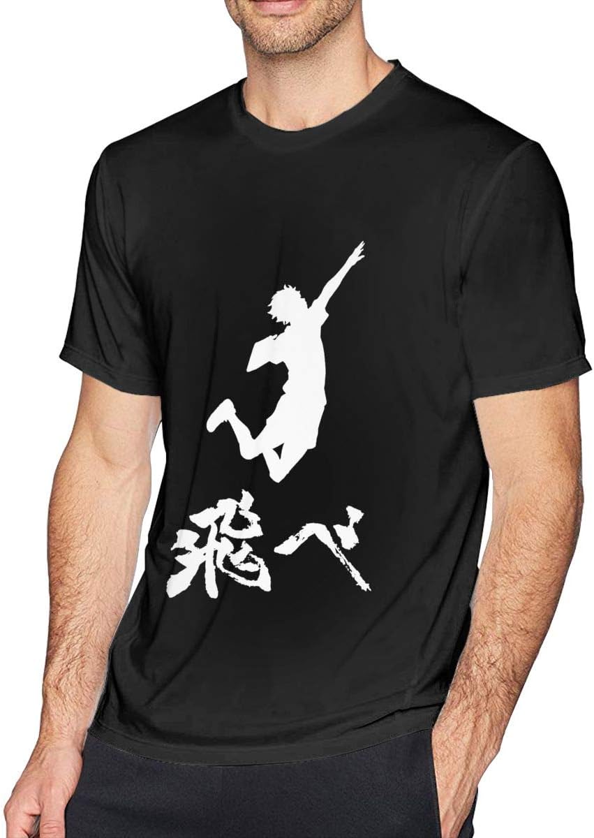 Haikyuu Hinata Tobe(Fly) White Short Sleeve T Shirts for Men Black