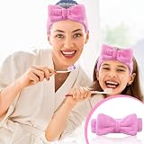Aomig Spa Headbands for Women Pink Bowknot Microfiber Elastic Hair Band view 6