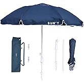 SUN'Y Escapes Beach Umbrella 6.5ft, UPF 50+, Tilt, Sand Anchor