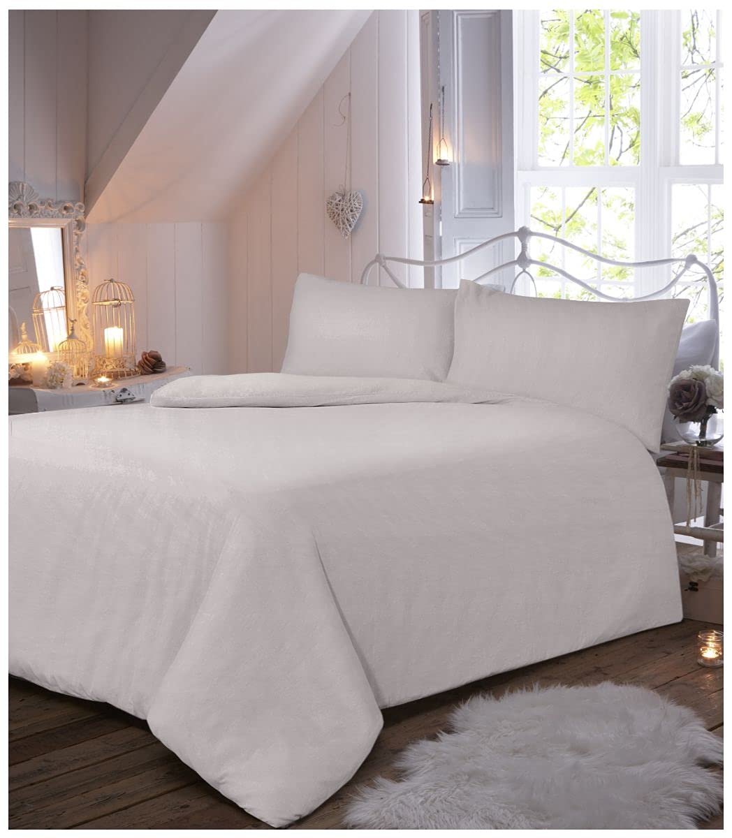 GC GAVENO CAVAILIA Easy Care Solid Flannel Duvet Cover with Matching Pillow Cases, 100% Brushed Cotton Luxury Quilt Set, Soft & Cosy Linen, Grey, Kingsize Bedding, King