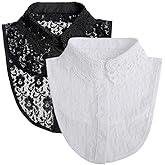 NFZUNW 2 Pack Women's Lace Fake Collar,Detachable Dickey Collar, Blouse Half Shirts Collar,Flower False Collar