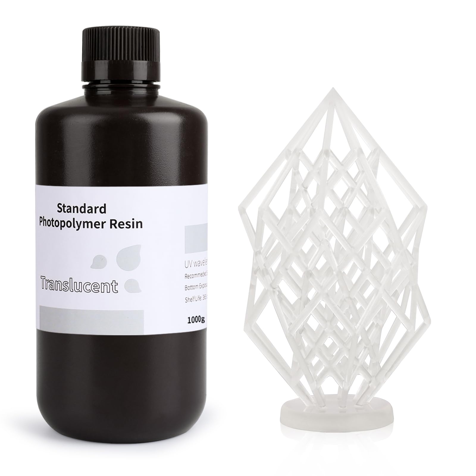 ELEGOO LCD UV 405nm 3D Resin for LCD 3D Printer Photopolymer 3D Printer Resin - Translucent 1000g