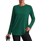 PINSPARK Workout Tops for Women Long Sleeve Yoga Shirts Crew Neck Athletic Top Loose Fit for Running Gym Hiking