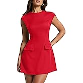 oten Women's Sexy Cap Sleeve Mock Neck Mini Dress A-Line Flare Club Night Out Party Short Dresses