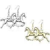 Dreuyet Vintage Horse Earrings for Women Men Fashion Western Kentucky Derby Race Horse Drop Dangle Earrings Holiday Jewelry Gifts