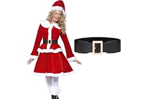 JASGOOD Women Dress Waist Belt Stretchy Elastic Vintage Belts for Dress Santa Belt with Metal Buckle