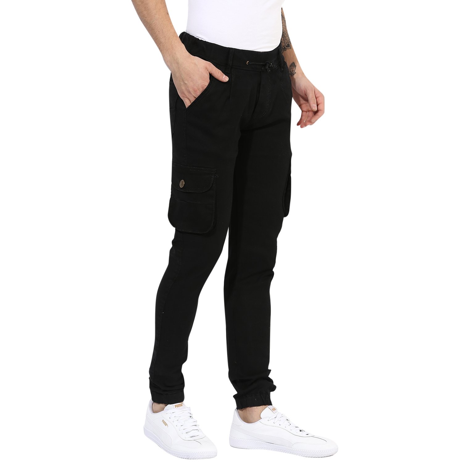 black pocket joggers
