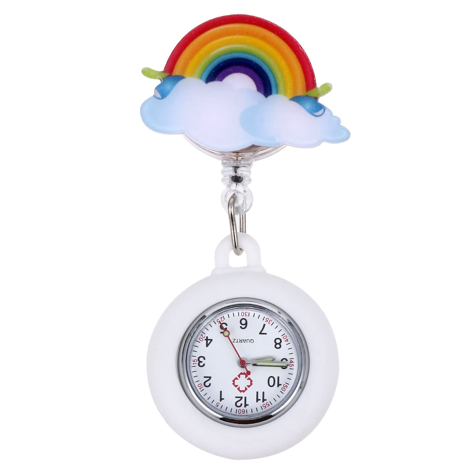 iplusmile Fob Watch, Pocket Watch Rainbow in Dark Quartz for Paramedic Nurses Doctors