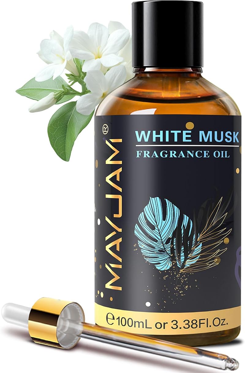 MAYJAM Fragrance Oil White Musk 100ML with Glass Dropper Aromatherapy Diffuser