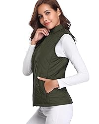 Fuinloth Women's Quilted Vest, Stand Collar
