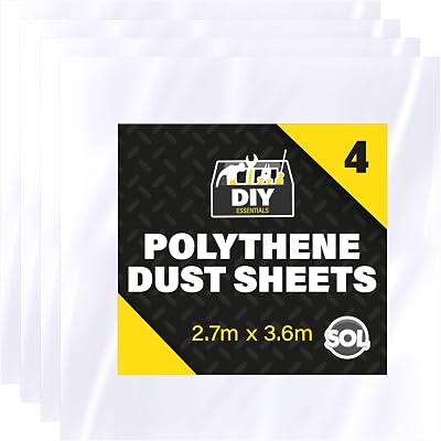 SOL 4 Pack Dust Sheets 3.6m x 2.7m Large Clear Plastic Sheets