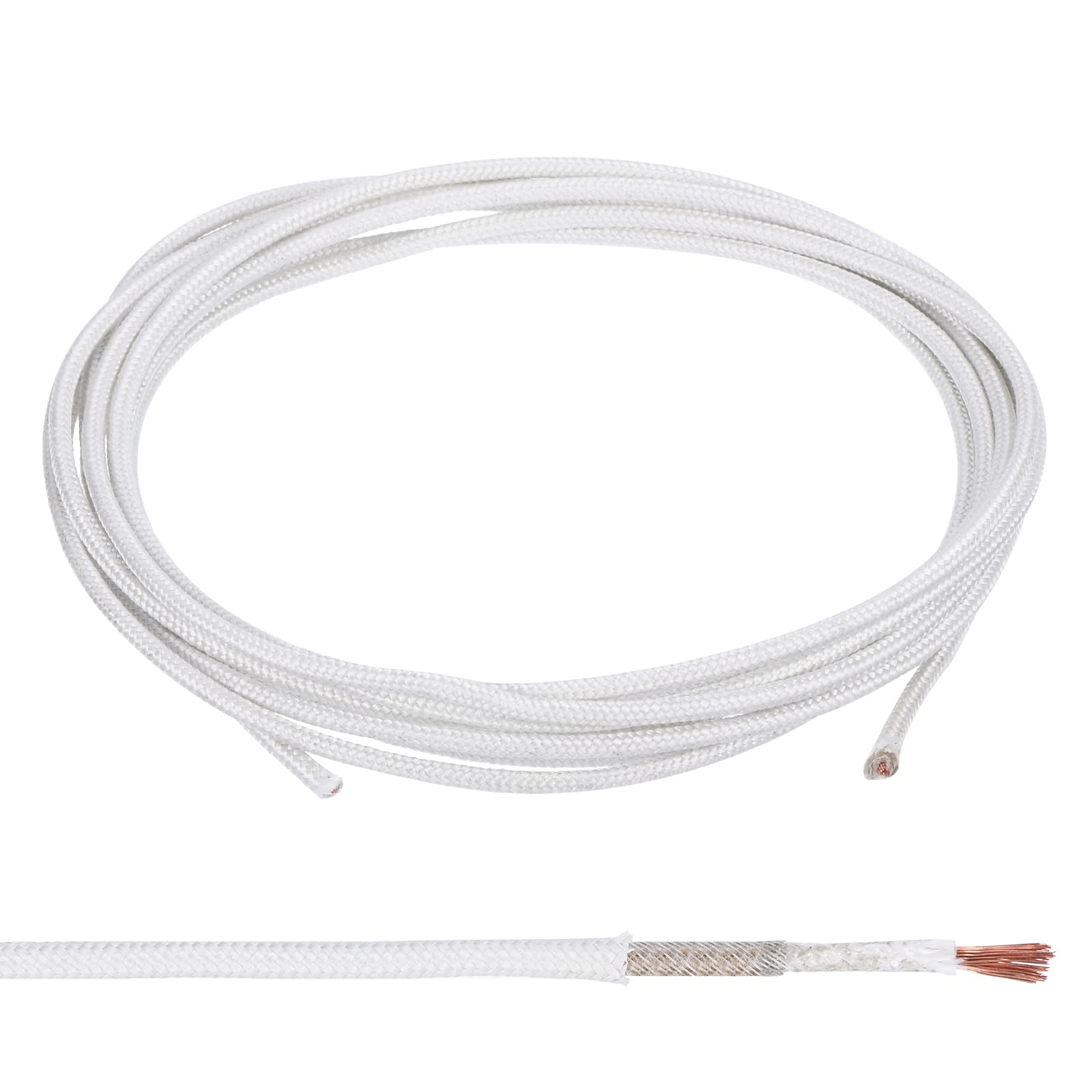 PATIKIL 11.5Ft 17 AWG High Temperature Wire, -60-350 Degrees Celsius Mica Glass Fiber Electronic Wire Insulated Heat Resistant Electronical Flexible Cable for Lamp Boiler Heater, White