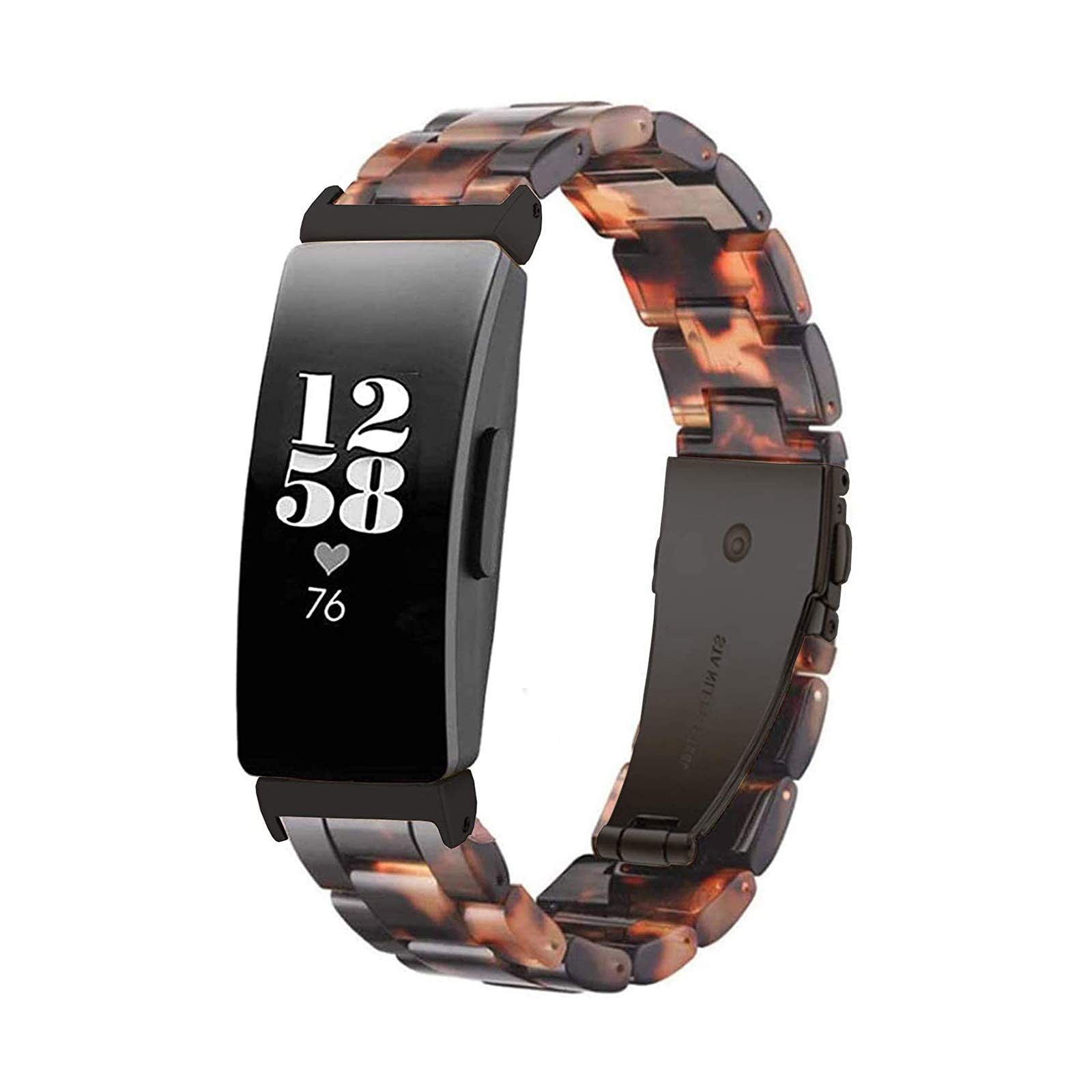 Ayeger Resin Band Compatible with Fitbit Inspire HR/Inspire/Ace 2 Fitness Tracker Women Men Resin Accessory Black Buckle Band Wristband Strap Blacelet Smart Watch Fitness (Black)