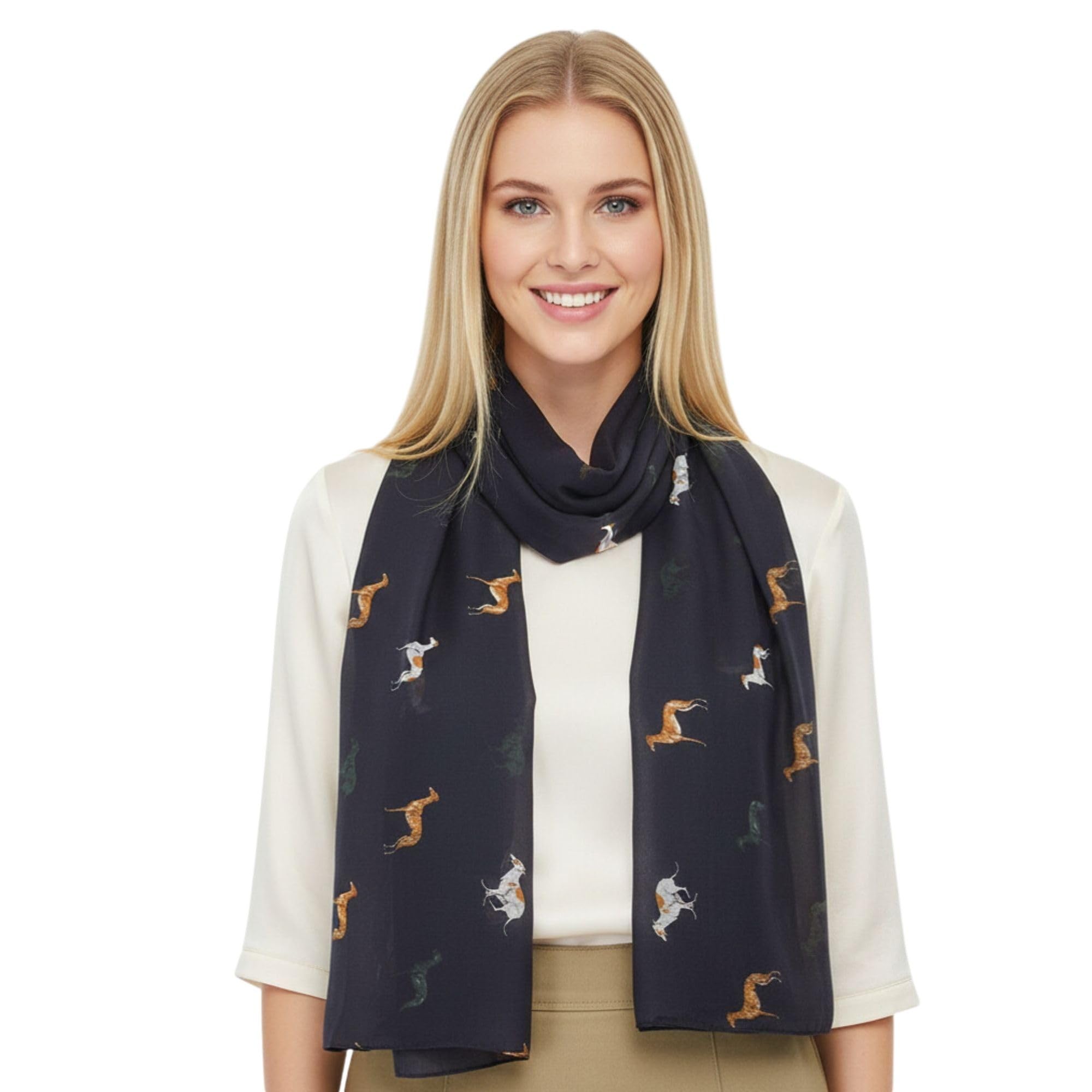 GFM® Greyhound Dogs Print Scarf - Navy Blue (FS)(PSCF-GH-071-B-GHNL) — image 1