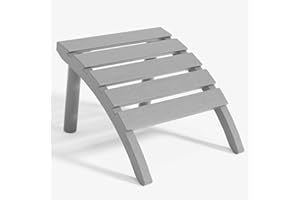 FONTOI Adirondack Ottoman, HDPE Plastic Adirondack Chair Footstool, All Weather Outdoor Footrest for Patio, Backyard, Lawn, Fire Pits, Grey