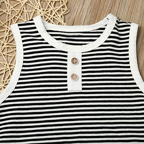 Kehen Toddler Baby Boys 2pcs Summer Outfits Sleeveless Stripes T-Shirt + Short Pants Casual Sets (Black, 12-18 Months) - Thumbnail 3