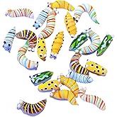 ZHU IN SY Micro Landscape Glass Caterpillar Figurines, Hand Blown Glass Art Animal Figurine for Collectible, Home Office Desk Tabletop Decorations, Set of 4 (4 Colours - B)