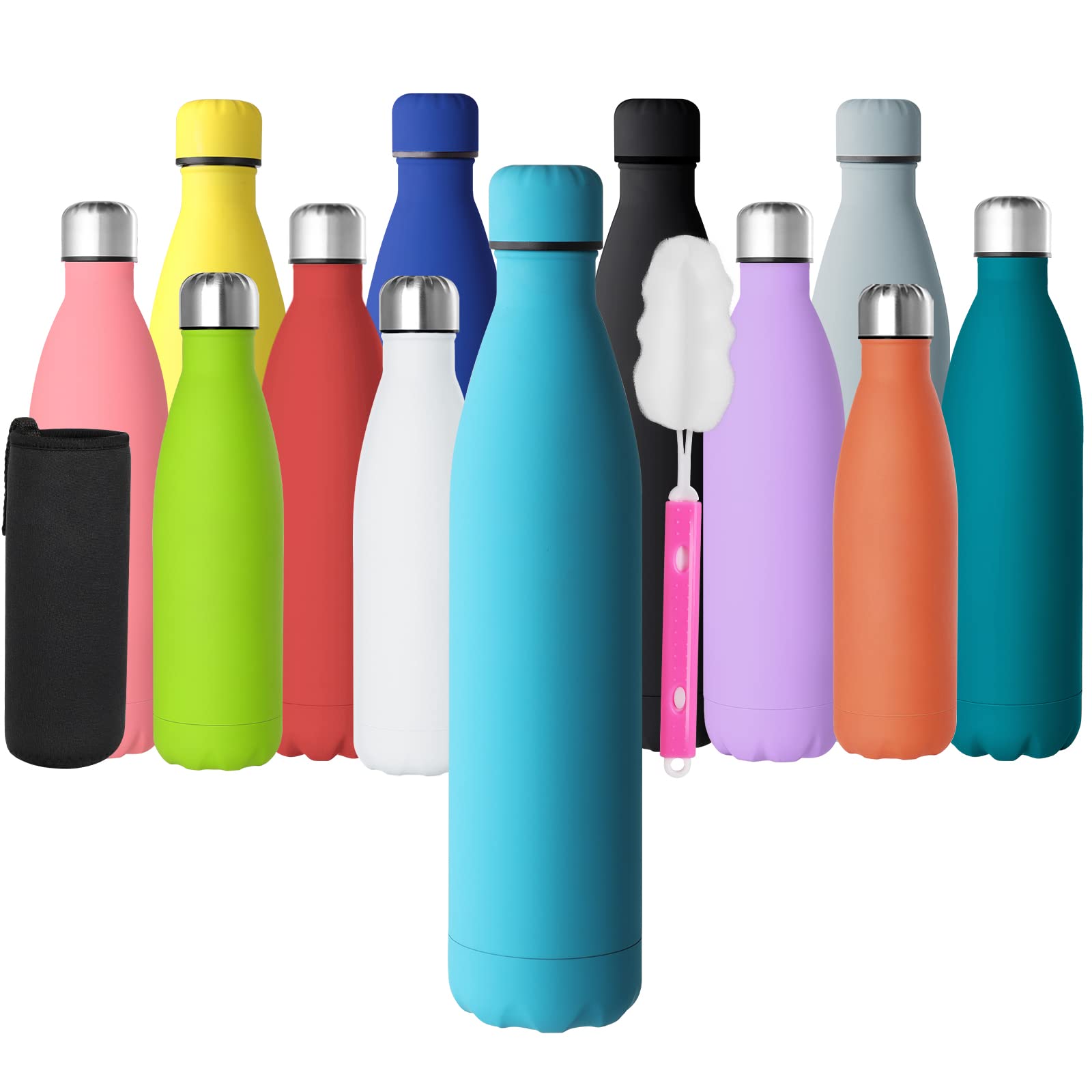 GeeRic Stainless Steel Water Bottle 1 litre, Double-walled Vacuum Insulated Metal Water Bottle 12 Hours Hot & 24 Hours Cold Drinks Cycling Bottles for Outdoor Sports Hiking Running 1000ml Peacock Blue