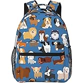 Fiokroo Cute Puppy Dogs Animal Backpack School Bag For Students Teens Men Women Laptop Backpacks Travel Daypack Bag With Multiple Pockets