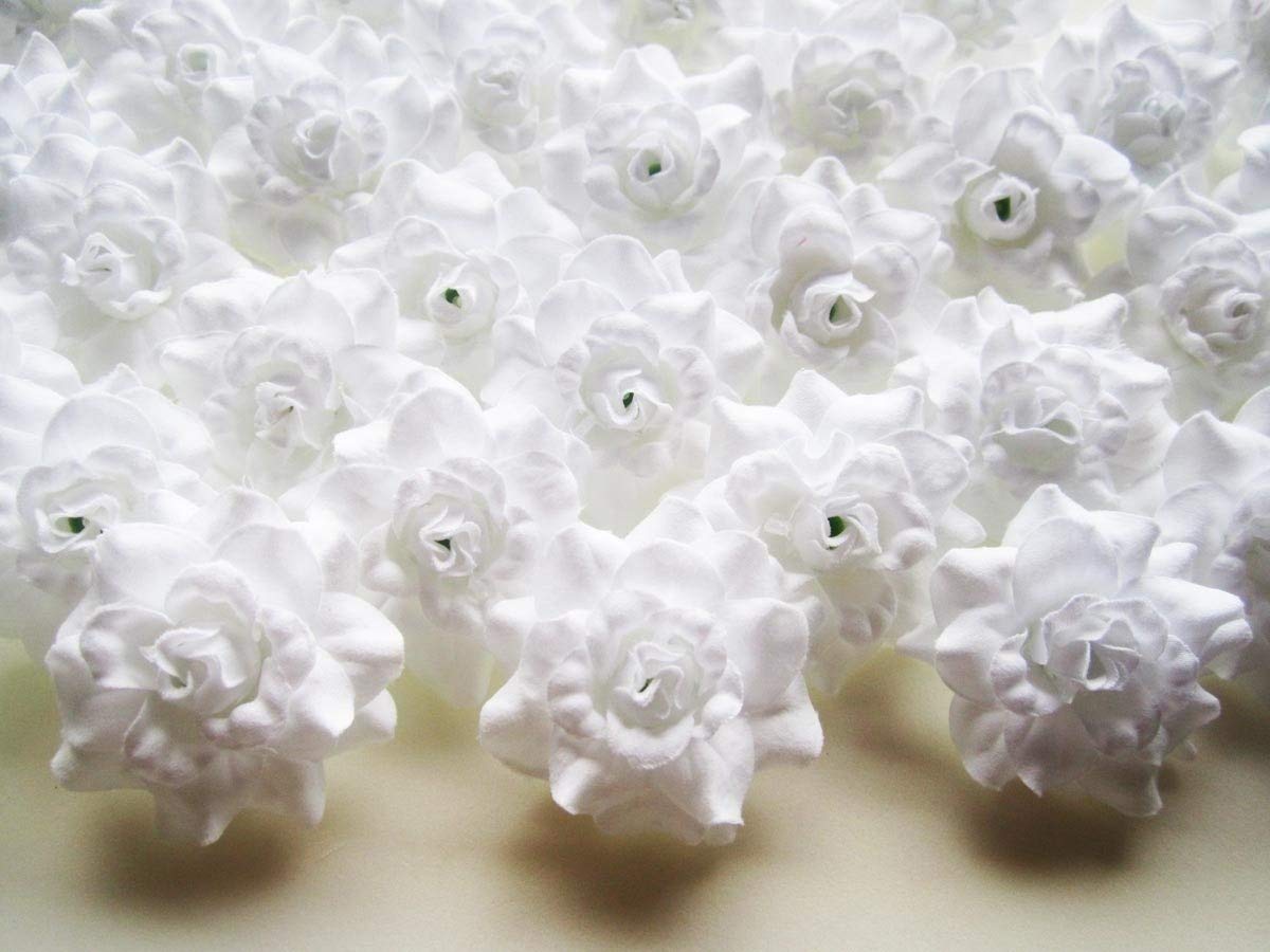 (100) Silk White Roses Flower Head 4.4cm Artificial Flowers Heads