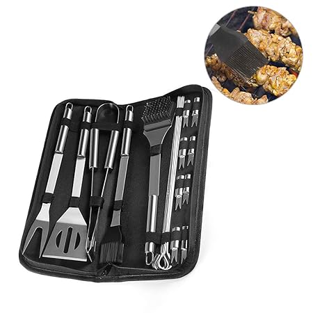 Edelstahl BBQ Werkzeugset mit Koffer, Premium Durable Portable Heavy Duty Outdoor Grillzubehör Kit