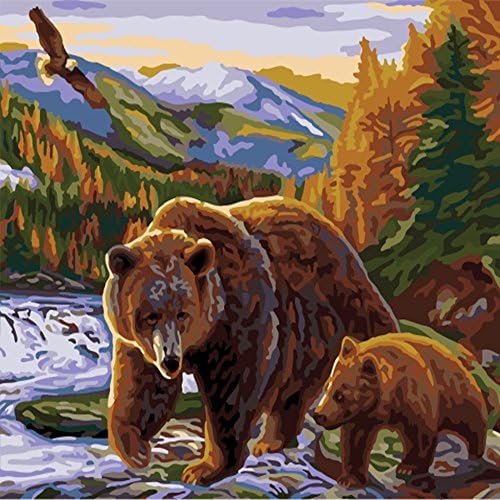 Frameless Picture On Wall Acrylic Painting By Numbers Abstract Drawing By Numbers Unique Gift Coloring By Numbers Two Bears B416