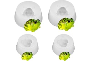 4Pcs Mini Frog Resin Silicone Mold 3D Frog Epoxy Casting Molds Micro Dollhouse Frog Candle Making Mold for DIY Resin Fairy Ga