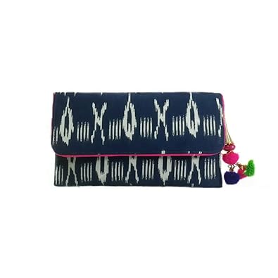 Komal Womens Cotton Clutch Bag Purse Wallet, Navy Blue