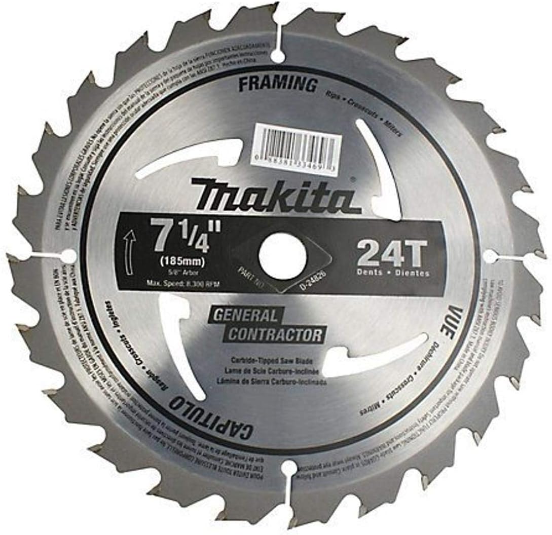 Makita D35352 71/4" C.T. Circular Saw Blade 24T 5/8" F/Wood, Circular