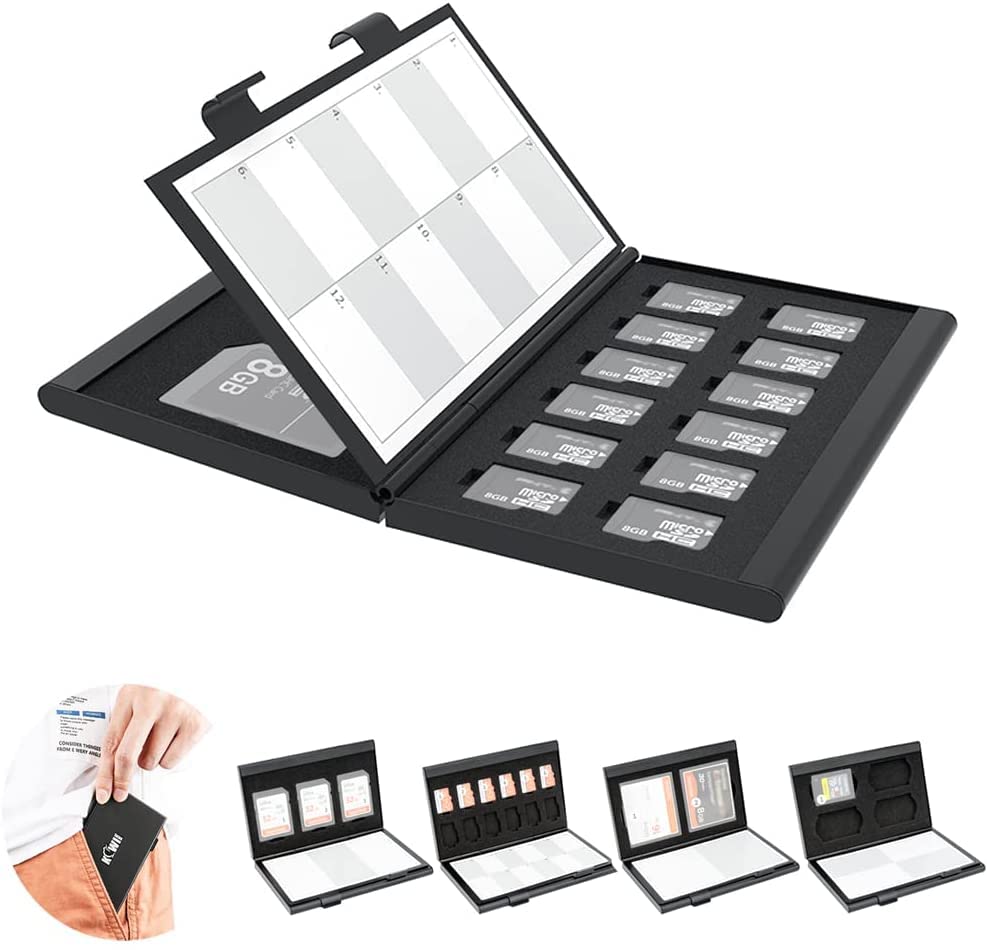 KIWIFOTOS Aluminum Memory Card Case Holder Storage for SD SDXC SDHC/XQD/CFexpress Type-A/Compact Flash (CF) / Micro SD SDXC SDHC MSD TF Cards Storage Box - Customizable Card Slot Inserts