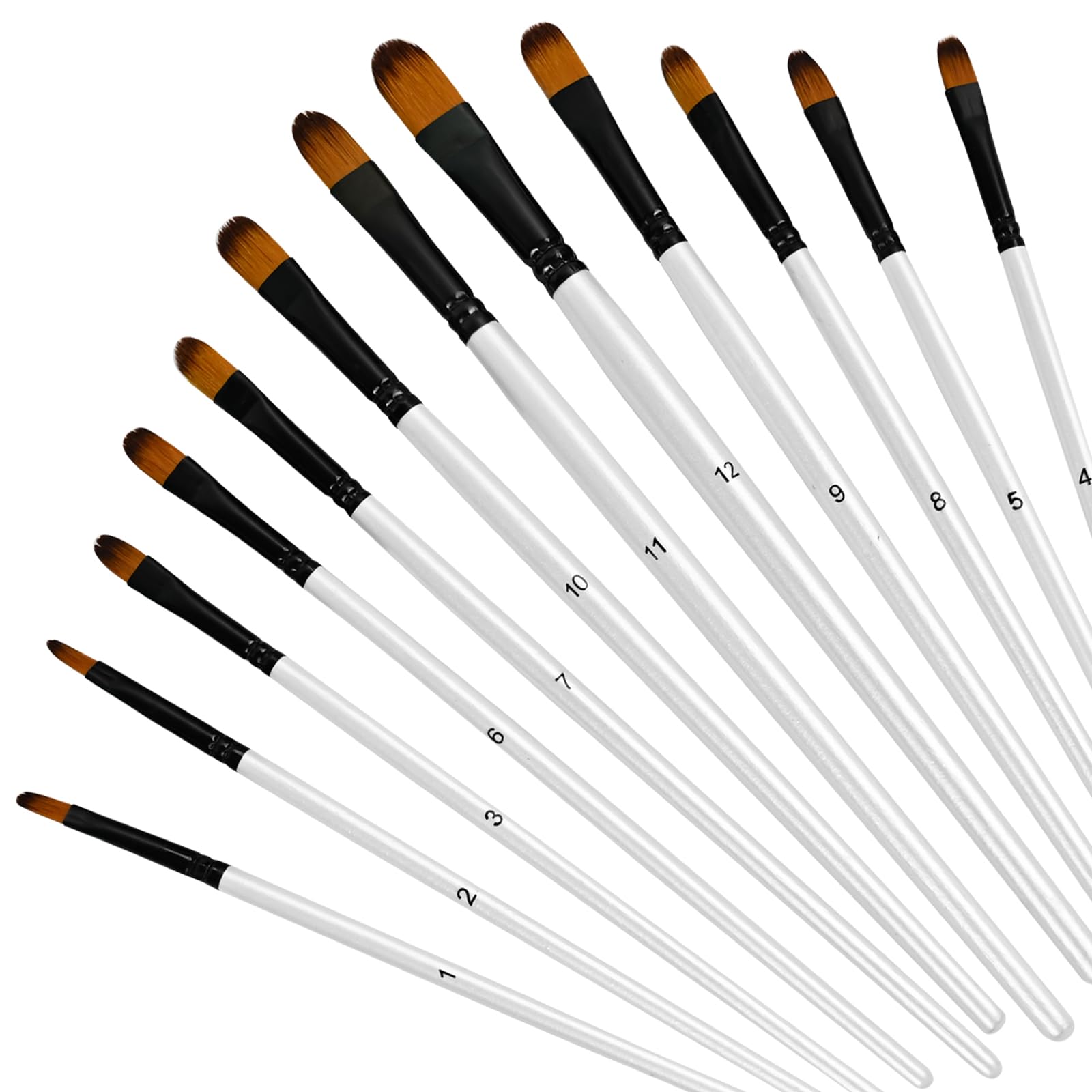 Photo 1 of 12 PCS White Color Paint Brushes Set, Acrylic Oil Professional Round Paint Brush for Watercolor, Art Brushes for Artists and Adults, Ideal for Water-Based Paints (Round Head)