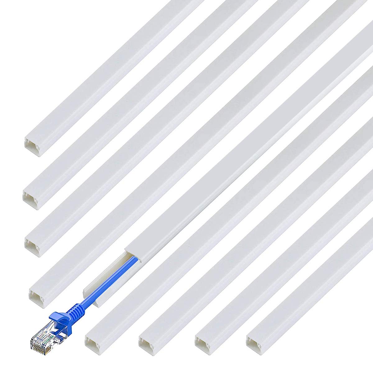 TV Cord Cover Concealer 142" Cord Cover Kit, PVC Wire Molding Paintable Wire Channel Cable Hider, Cable Management for Hiding Wall Mount 9X L16in X W0.5in X 0.3in, White