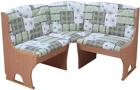 Pharao24 Truhen Eckbank in Bunt Gemustert Webstoff Buche Breite 125 cm