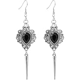 Gothic Heart Dangle Earrings for Women, Punk Style Thorns Heart Drop Earrings Vintage Crystal Vampire Earring Halloween Victoria Mystic Witch Cosplay Jewelry Accessories