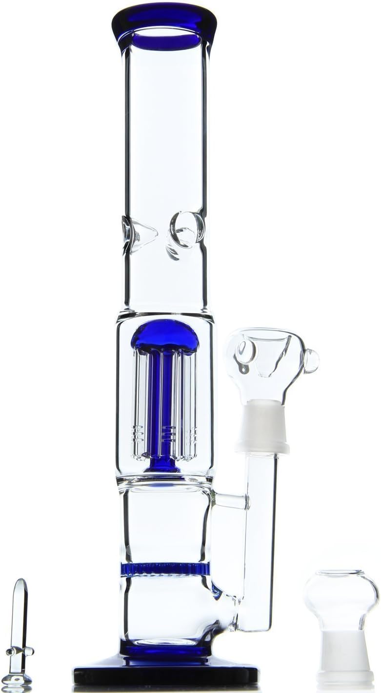 420Stoner Handmade glass bongs and water pipes 13 Inch Tall with 18.8 mm glass bong bowl,glass bongs for smoking weed,bubbler hookahs glass bongs for sale (Blue)