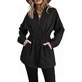CHICME Womens Zip Up Hoodie Long Sleeve Oversized Sweatshirt Fall Fashion Casual Jackets Winter Clothes