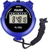 PULIVIA Digital Stopwatch Timer with Clock Calendar Alarm Blue