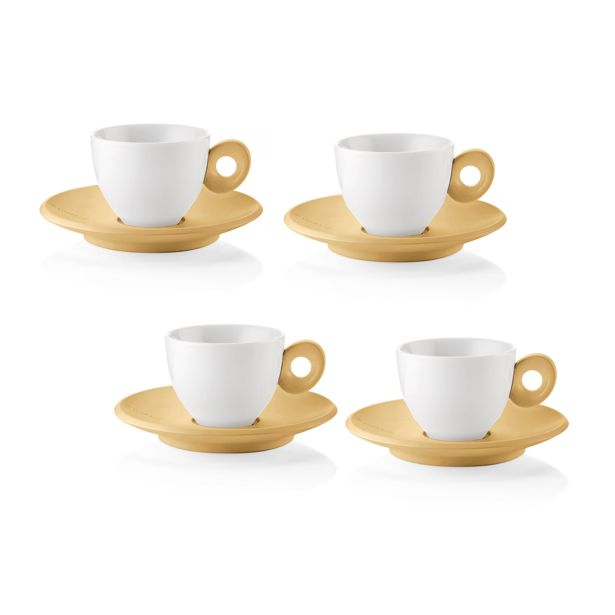 Guzzini - Everyday Set of 4 Espresso Cups with Saucers - Mustard Yellow - 081701211