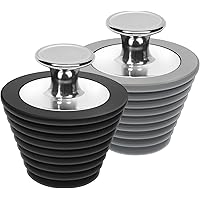 LEKEYE Universal Bathtub Stopper for Bathtub and Bathroom Sink Drains, Black and Gray-2 Pack(Patented Product)