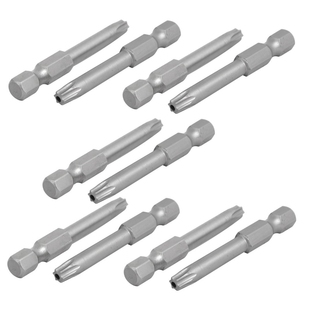 Sourcingmap 1/4-inch Hex Shank 3.8mm Tip T25 Magnetic Torx Screwdriver Bits 50mm Length 10pcs Gray