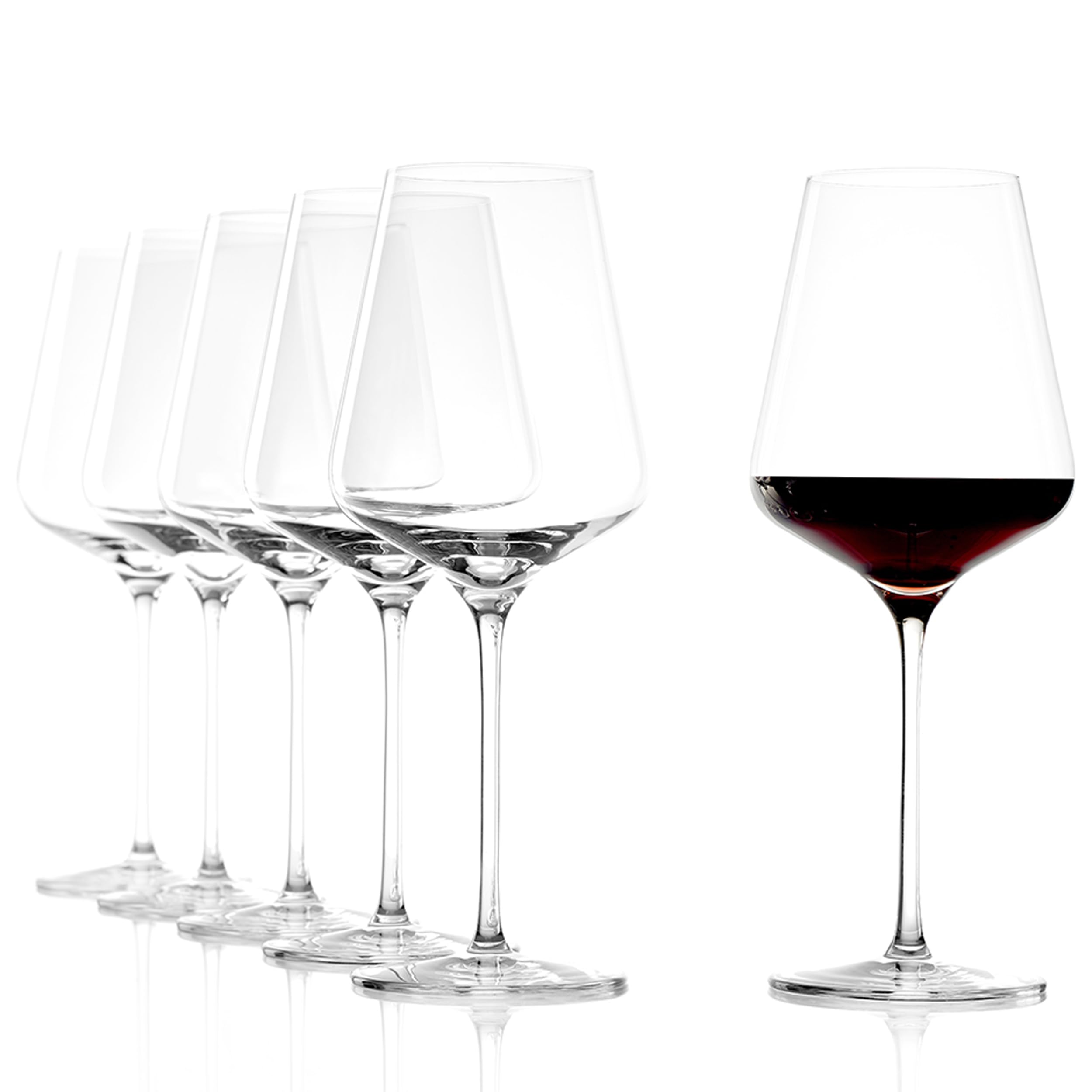 Stolzle Lausitz Bordeaux Red Wine Goblets Quatrophil 644 ml, on par with mouth blown, premium quality, dishwasher proof,Transparent