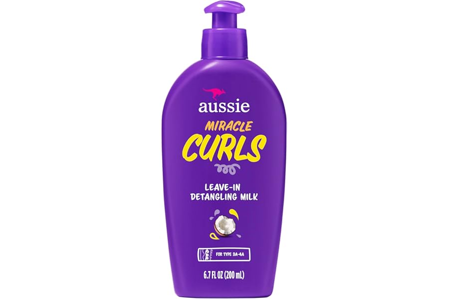 Aussie Miracle Curls with Coconut Oil, Paraben Free Detangling Milk Treatment, 6.7 fl oz