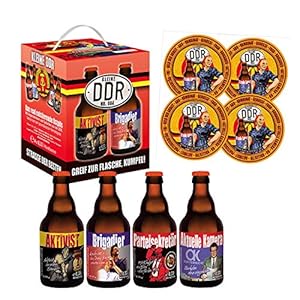 DDR Bierwürfel 4×0,33l mit 4 Sammler Bierdeckel