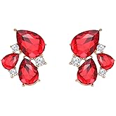 TRWWELL Rhinestone Stud Earrings Small Fancy Crystal Cluster Earrings for Women Brides Dainty Marquise Stud Earrings for Wedding Party Prom Jewelry Gift