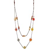 MINACHI Hippie Boho Double Layered Colorful Ceramic Heart Round Bead Necklace, Bohemian Jewelry Gifts for Women