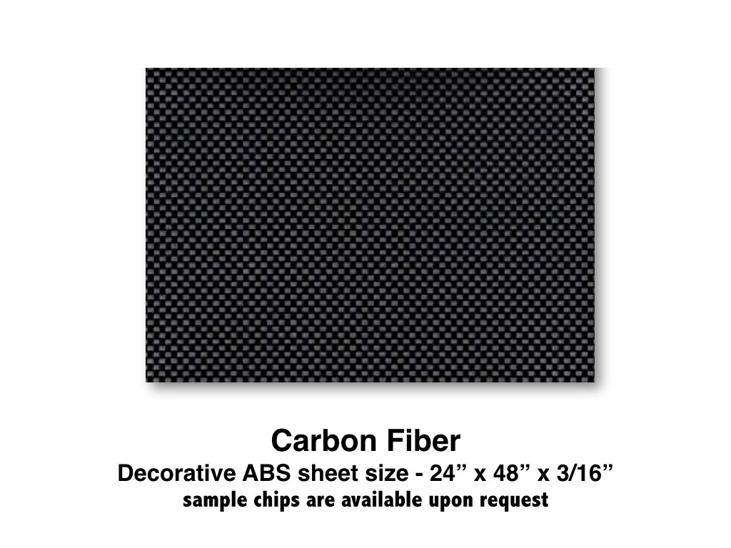 Carbon Fiber ABS Plastic Sheet for boat Instrument Panels 24" X 48" X 3/16"