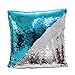 Fengheshun Pillowcase Reversible Sequin Pillow Covers That Changes Color,Throw Pillow Cases for Children 40 x 40 cm (Blue+Sliver)