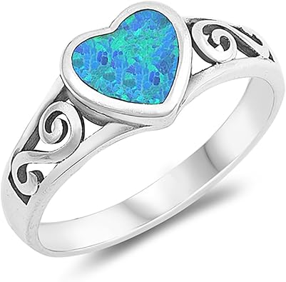 Amazon Com Sterling Silver Simulated Black Onyx Heart Ladies Ring 8mm Size 5 To 11 Jewelry