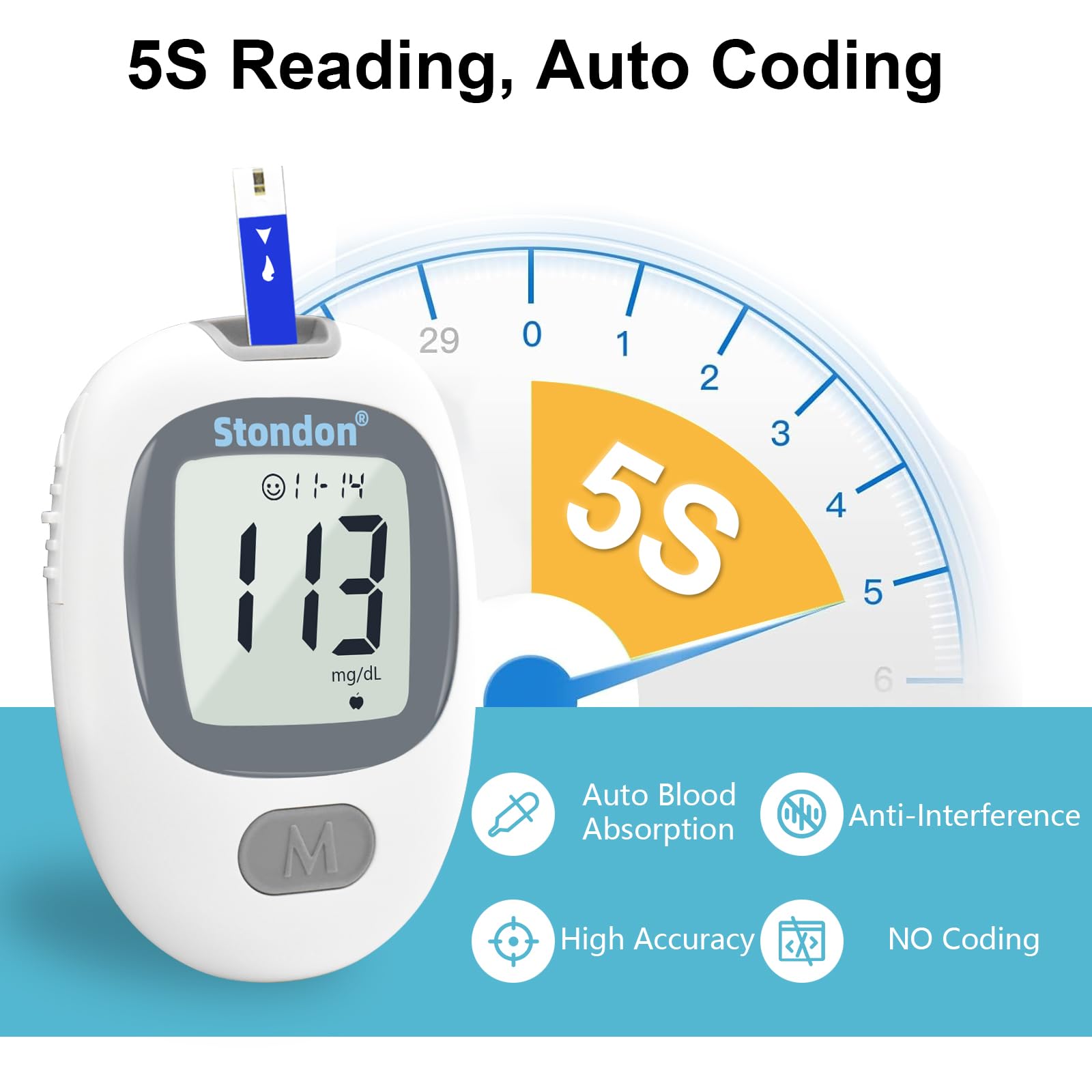 G430 Blood Glucose Monitor Kit,Blood Sugar Testing kit,Diabetes Testing Kit, Blood Glucose Meter, 100 Glucometer Strips, 100 Lancets, Test Strips Blood Sugar Meter Glucometer,HCT for Home Use
